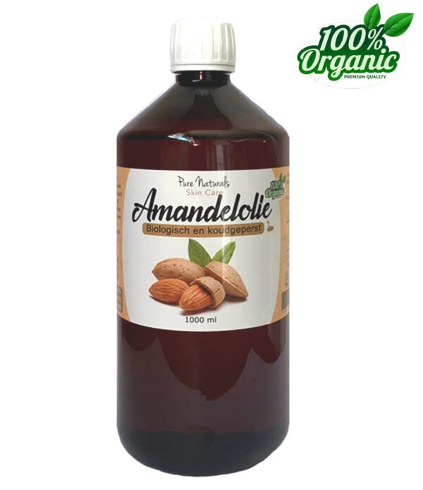 Pure Naturals – Biologische Amandelolie – Biologisch – Koudgeperst – Ongeraffineerd – 1000 ml