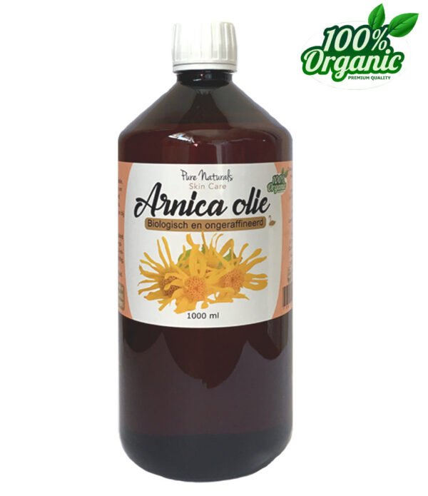 Pure Naturals – Arnica olie 1000 ml – Biologisch – Maceraat – Puur – Huidolie – Bij blauwe plekken