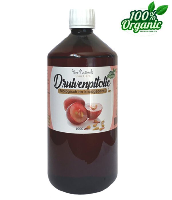 Pure Naturals – Biologische Druivenpitolie – Biologisch – 100% PUUR – Koudgeperst – 1000 ml